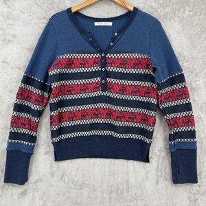 Free People To the Woods Henley Boy Combo Alpine Thermal Knit Sweater